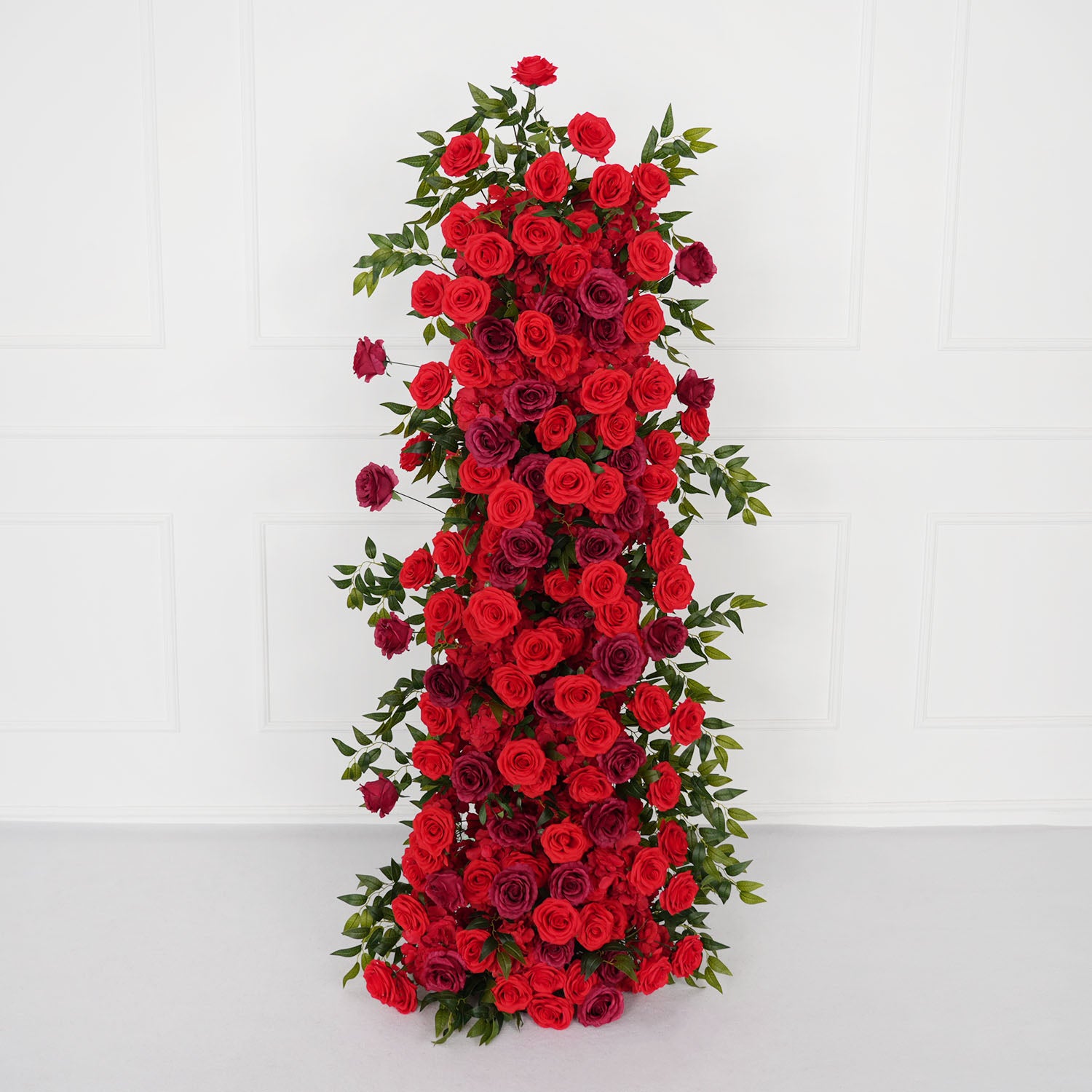 Artificial Red Rose Wedding KT Background Board Decor Flower Row Picture 6